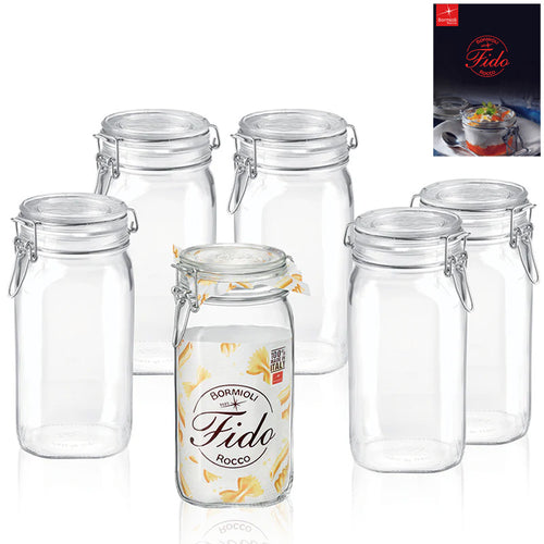 150 cl - Fido cilindrische luchtdichte glazen pot met Fido receptenboek