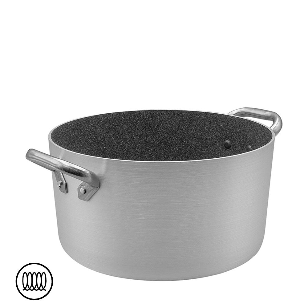 Agnelli SharkSkin Casseruola Alta In Alluminio Antiaderente Induzione Con 2 Maniglie Acciaio Inox