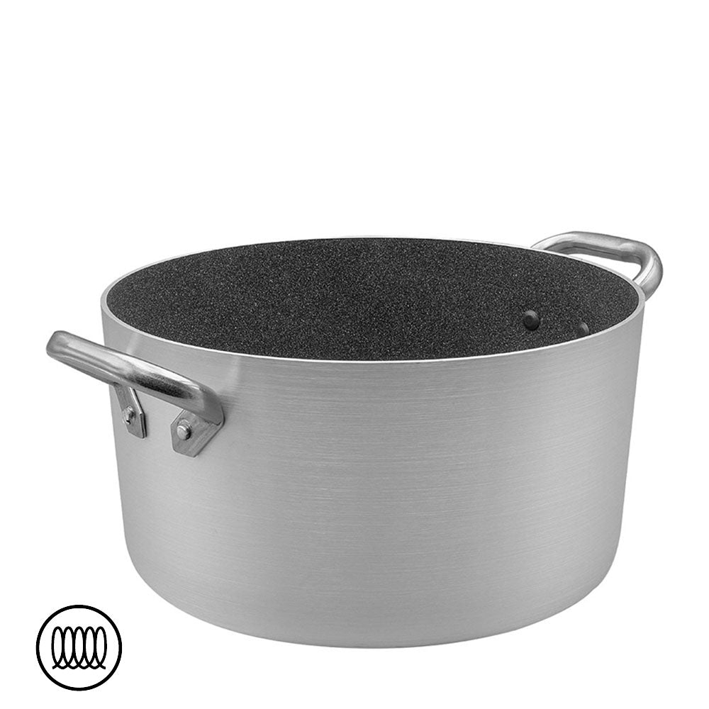 Agnelli SharkSkin Casseruola Alta In Alluminio Antiaderente Induzione Con 2 Maniglie Acciaio Inox