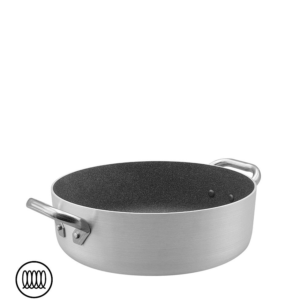 Agnelli SharkSkin Casseruola Bassa In Alluminio Antiaderente Induzione Con 2 Maniglie Acciaio Inox