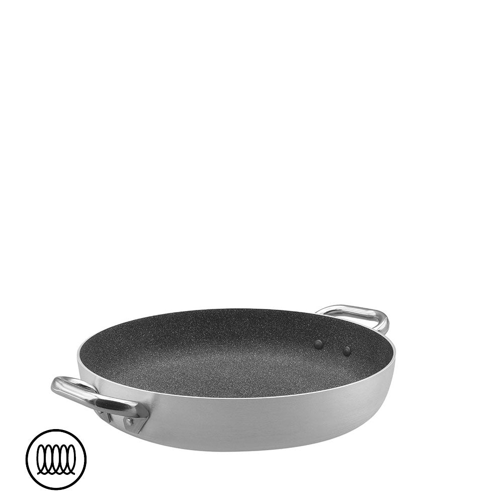 Agnelli SharkSkin Tegame Basso In Alluminio Antiaderente Induzione Con 2 Maniglie Acciaio Inox
