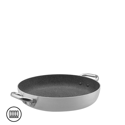 Agnelli SharkSkin Tegame Basso In Alluminio Antiaderente Induzione Con 2 Maniglie Acciaio Inox