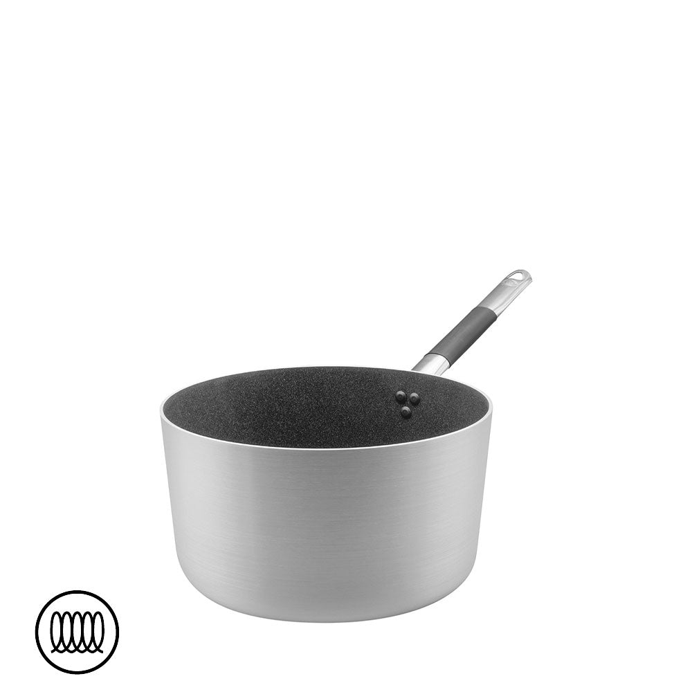 Agnelli SharkSkin Casseruola Alta In Alluminio Antiaderente Induzione Con Manico In Acciaio Inox Cool
