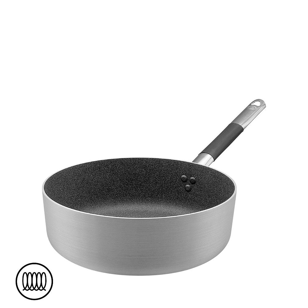 Agnelli SharkSkin Casseruola Bassa In Alluminio Antiaderente Induzione Con Manico In Acciaio Inox Cool