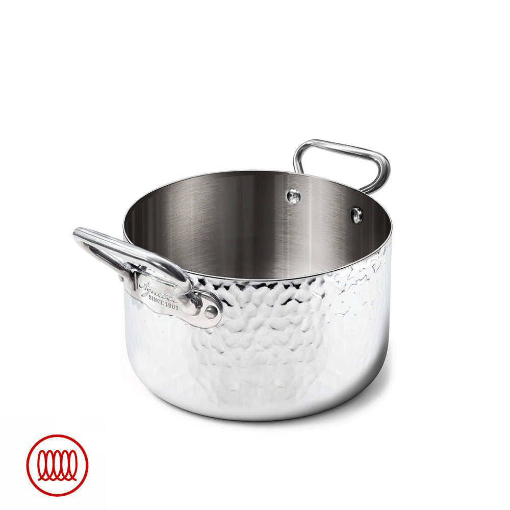Alu-Inox 3-ply Casseruola Alta Induzione Con Due Maniglie In AluInox
