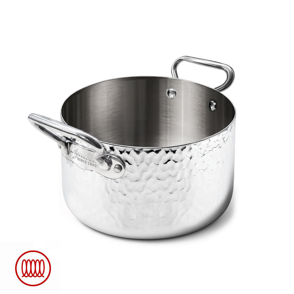 Alu-Inox 3-ply Casseruola Alta Induzione Con Due Maniglie In AluInox