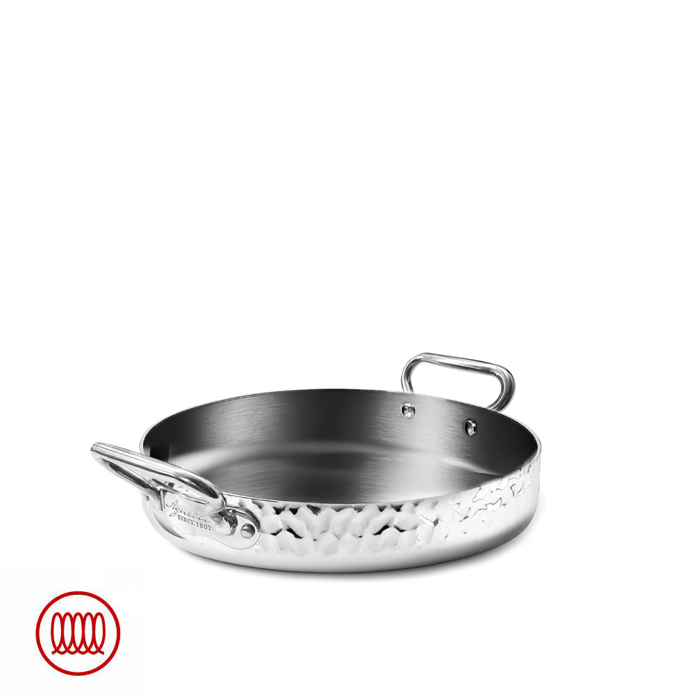 Alu-Inox 3-laags Lage Ovenschaal Inductie Met Twee Handvatten In AluInox Satijnachtig