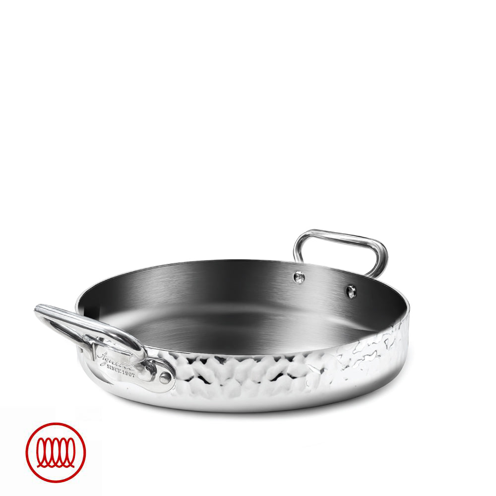 Alu-Inox 3-laags Lage Ovenschaal Inductie Met Twee Handvatten In AluInox Satijnachtig