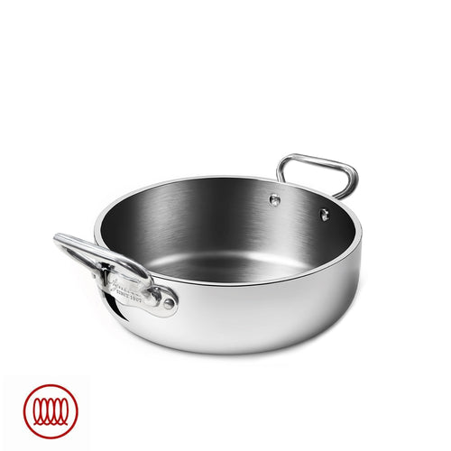 Agnelli Alu-Inox 5-Ply Tegame Basso Con Manici 1907 In Alu-Inox