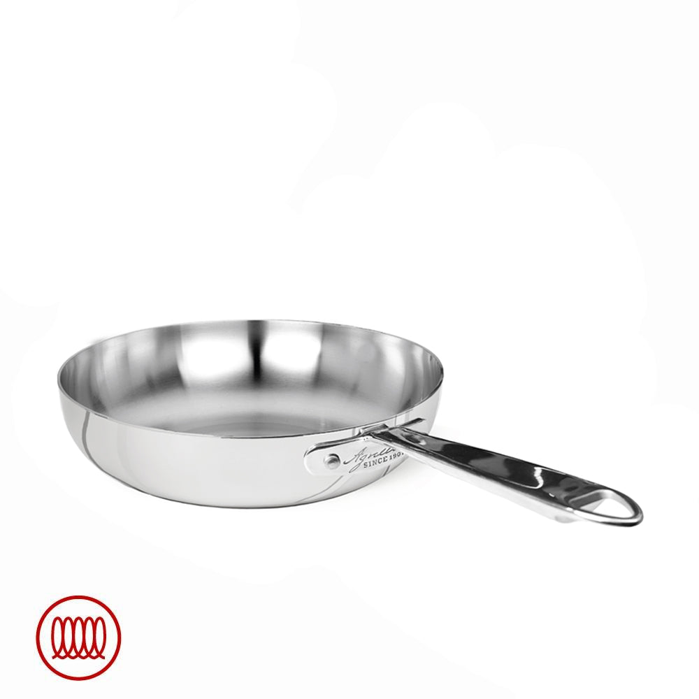 Agnelli Alu-Inox 3-Ply Padella Alta Svasata Con Manico Tubolare In AluInox Cromato