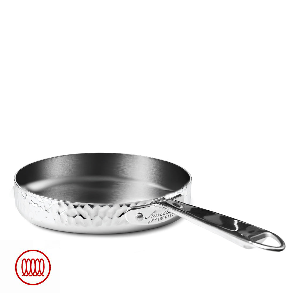 Alu-Inox 3-ply Hoge Inductie Koekenpan Met Buisvormige Aluinox Handgreep