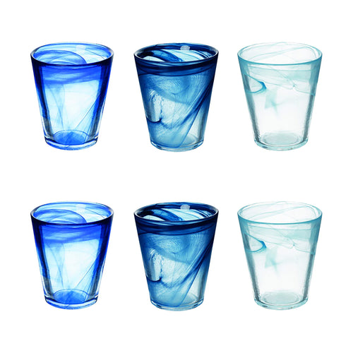 25 cl - Villa D'Este Alabastro Ocean Bicchiere Acqua Colorato In Vetro Set 6 Pz