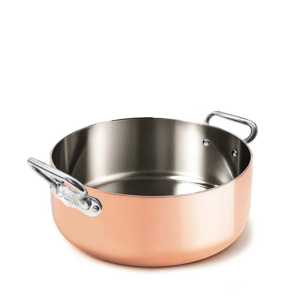 Agnelli Copper4 Casseruola Bassa Induzione Con 2 Maniglie