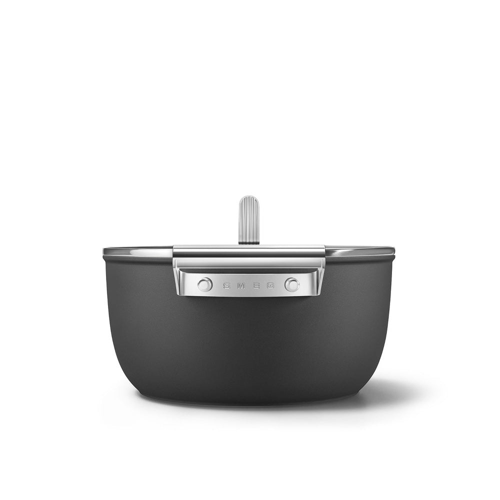 24 cm - Smeg Cookware Casseruola Alta Antiaderente Ceramico In Alluminio Con Coperchio