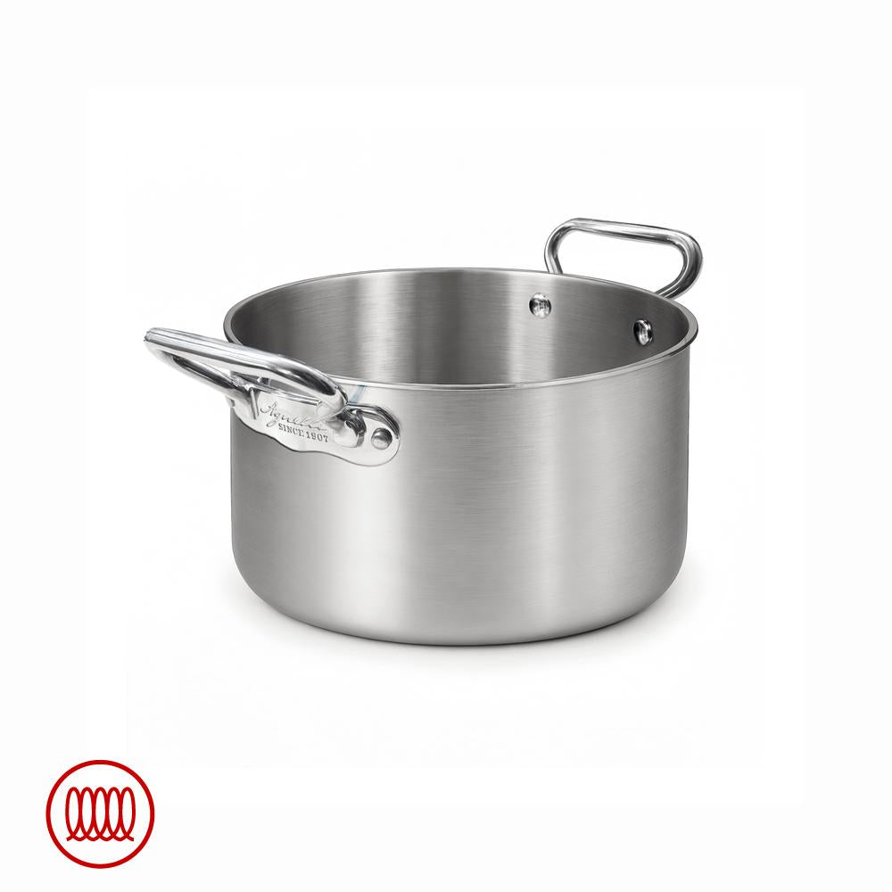Agnelli Alu-Inox 3-ply Casseruola Alta Induzione Con Due Maniglie In AluInox Satinato