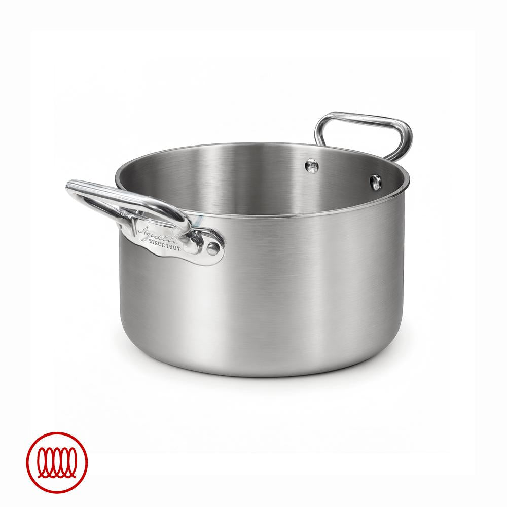 Agnelli Alu-Inox 3-ply Casseruola Alta Induzione Con Due Maniglie In AluInox Satinato