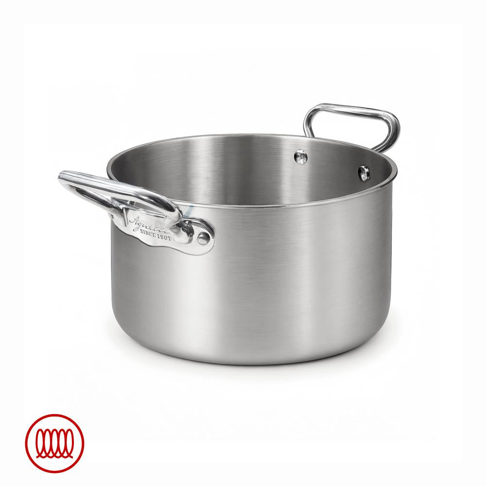 Agnelli Alu-Inox 3-ply Casseruola Alta Induzione Con Due Maniglie In AluInox Satinato