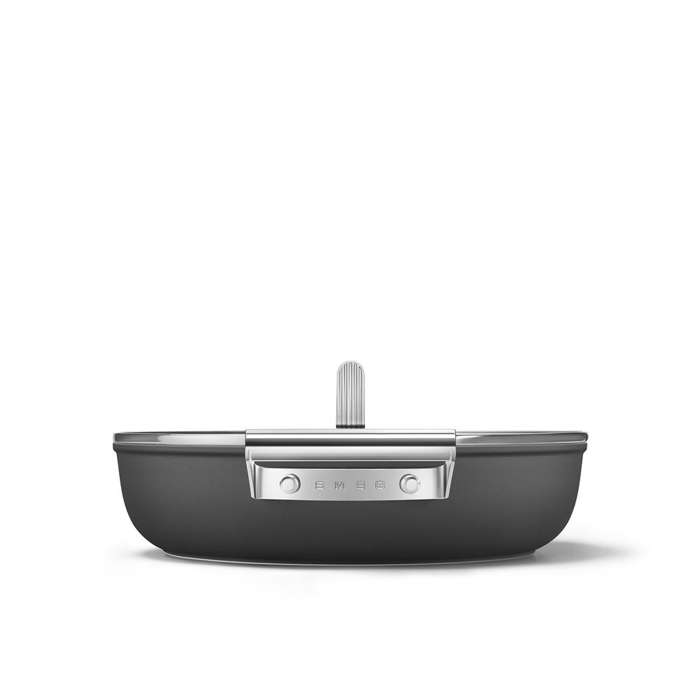 28 cm - Smeg Cookware Tegame Basso Antiaderente Ceramico In Alluminio Con Coperchio