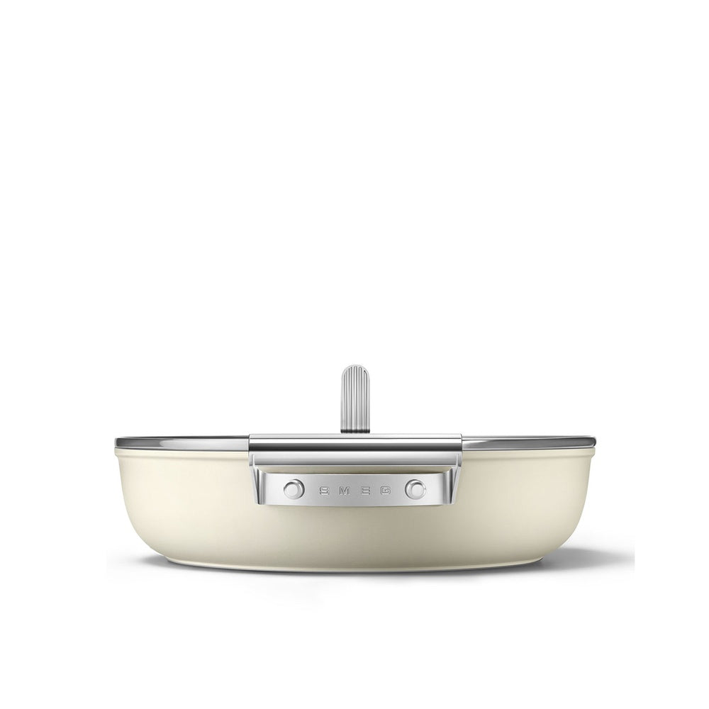 28 cm - Smeg Cookware Tegame Basso Antiaderente Ceramico In Alluminio Con Coperchio