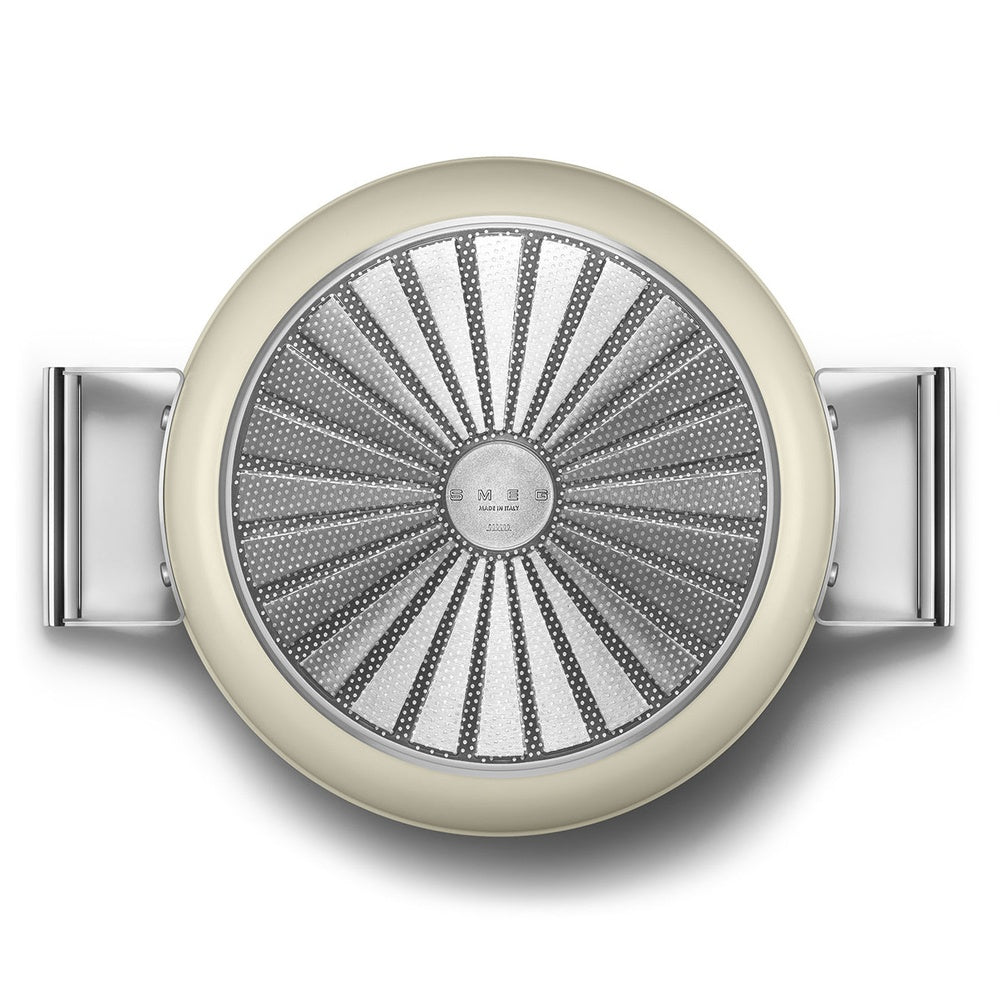 28 cm - Smeg Cookware Tegame Basso Antiaderente Ceramico In Alluminio Con Coperchio
