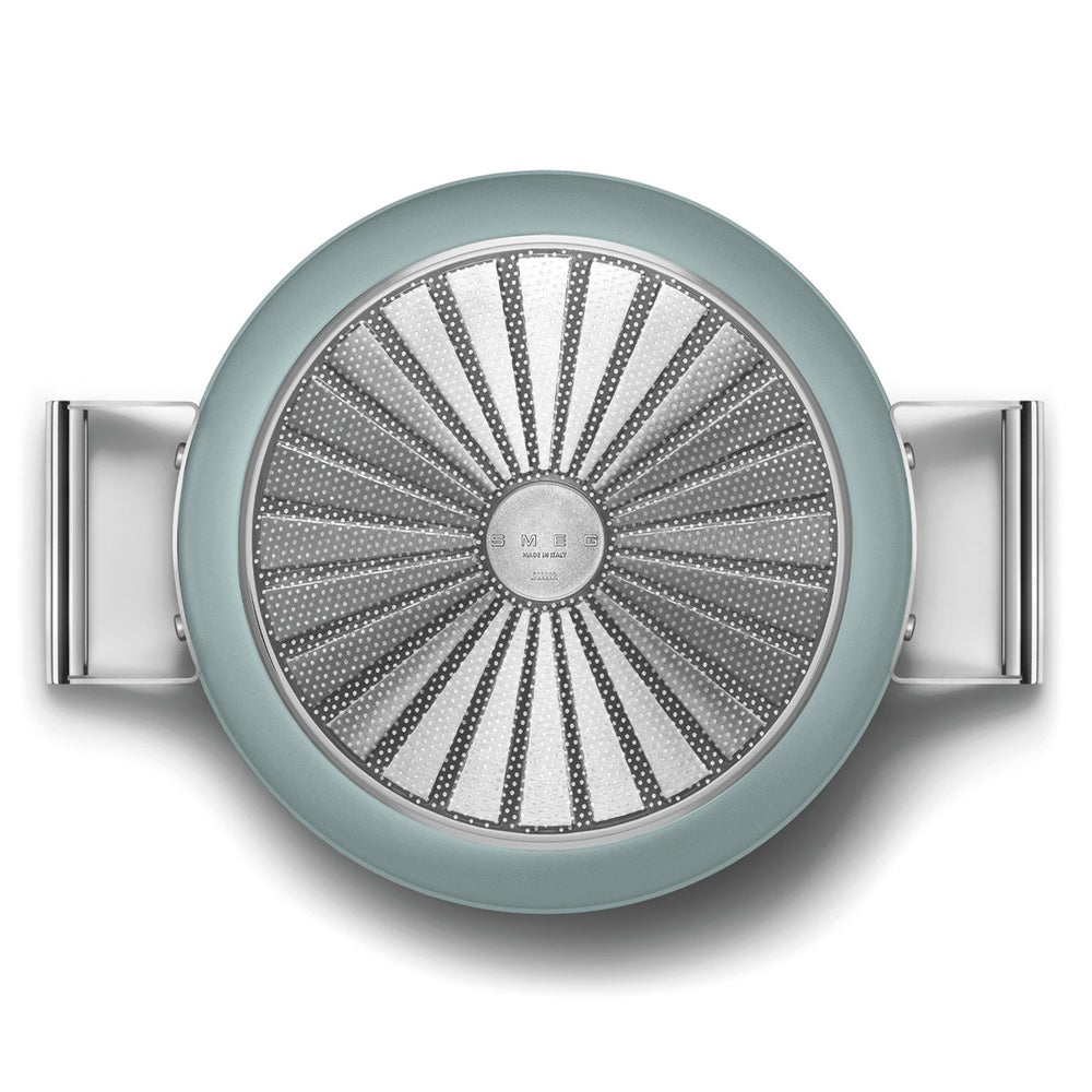 28 cm - Smeg Cookware Tegame Basso Antiaderente Ceramico In Alluminio Con Coperchio