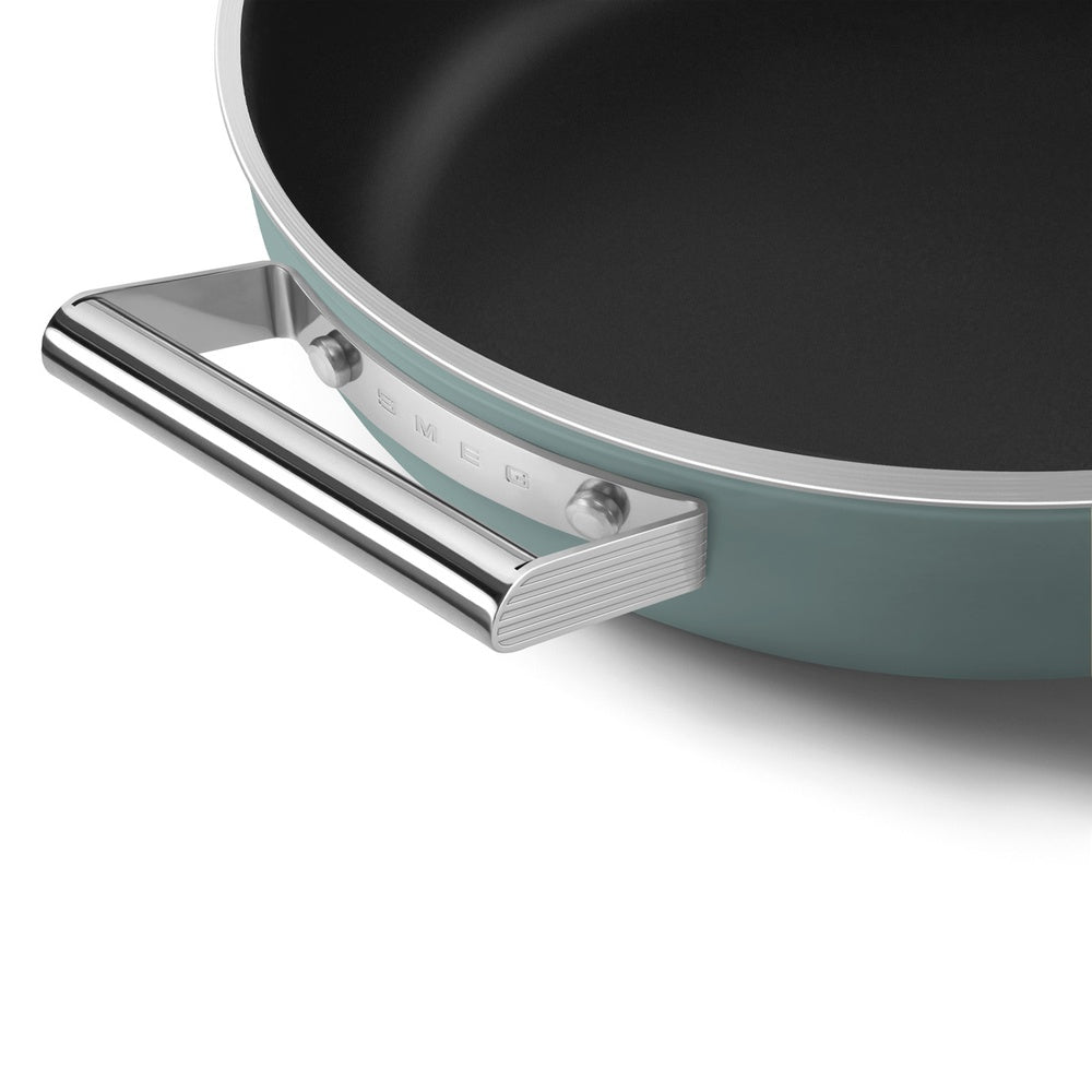 28 cm - Smeg Cookware Tegame Basso Antiaderente Ceramico In Alluminio Con Coperchio