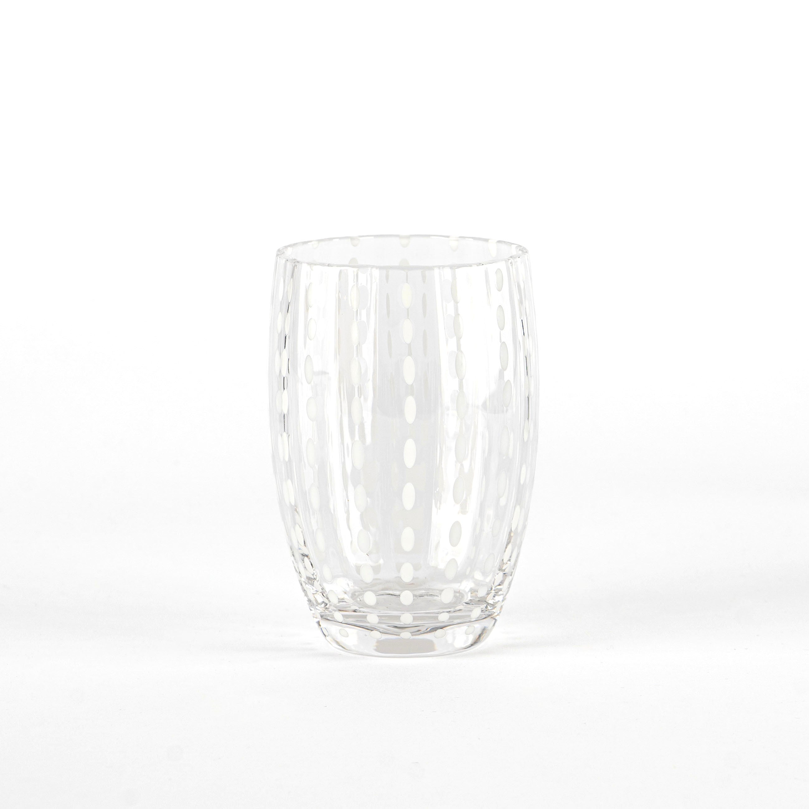 32 cl - Perle Bicchiere Acqua Pallini Bianchi in Vetro - Set 6 Pezzi