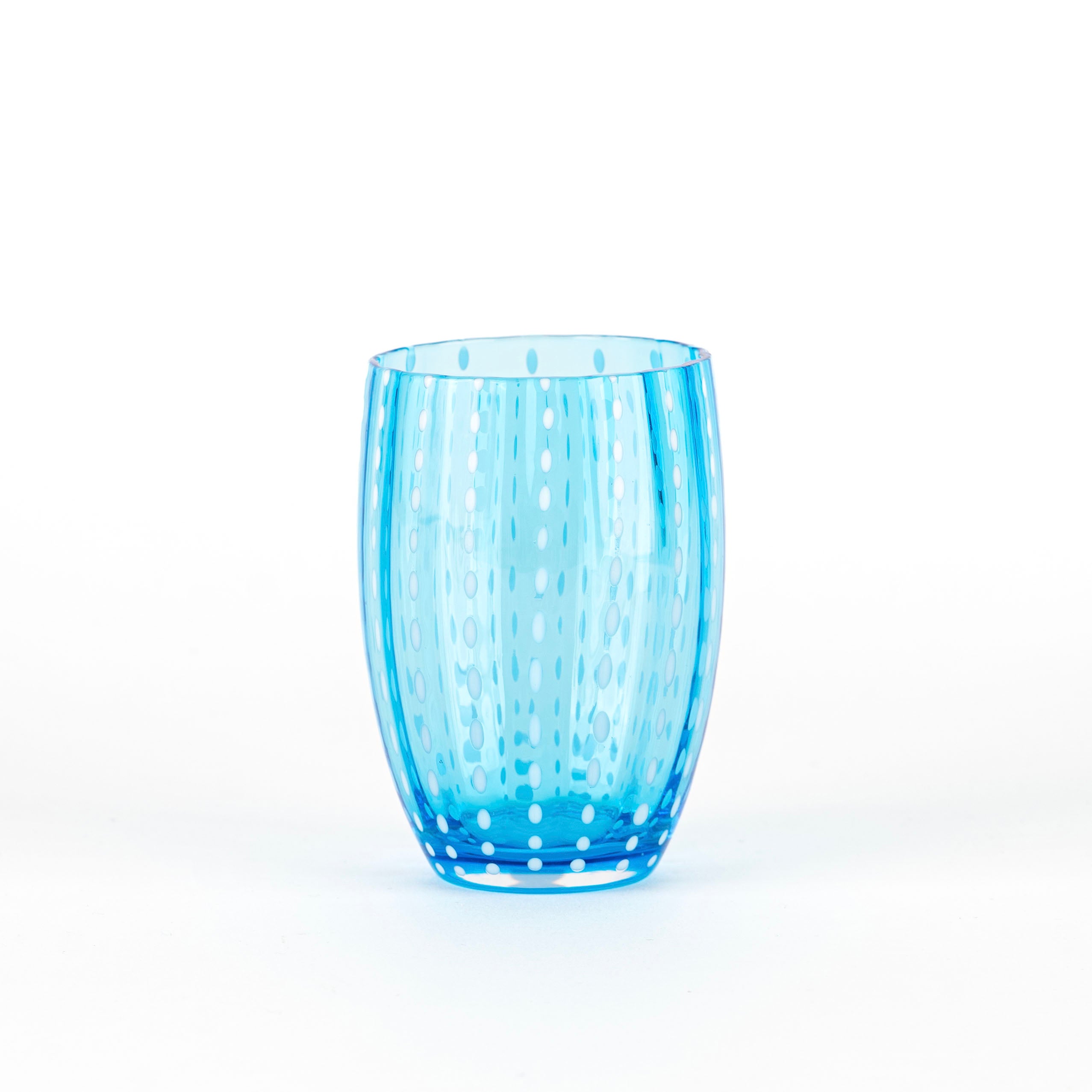 32 cl - Perle Bicchiere Acqua Pallini Bianchi in Vetro - Set 6 Pezzi