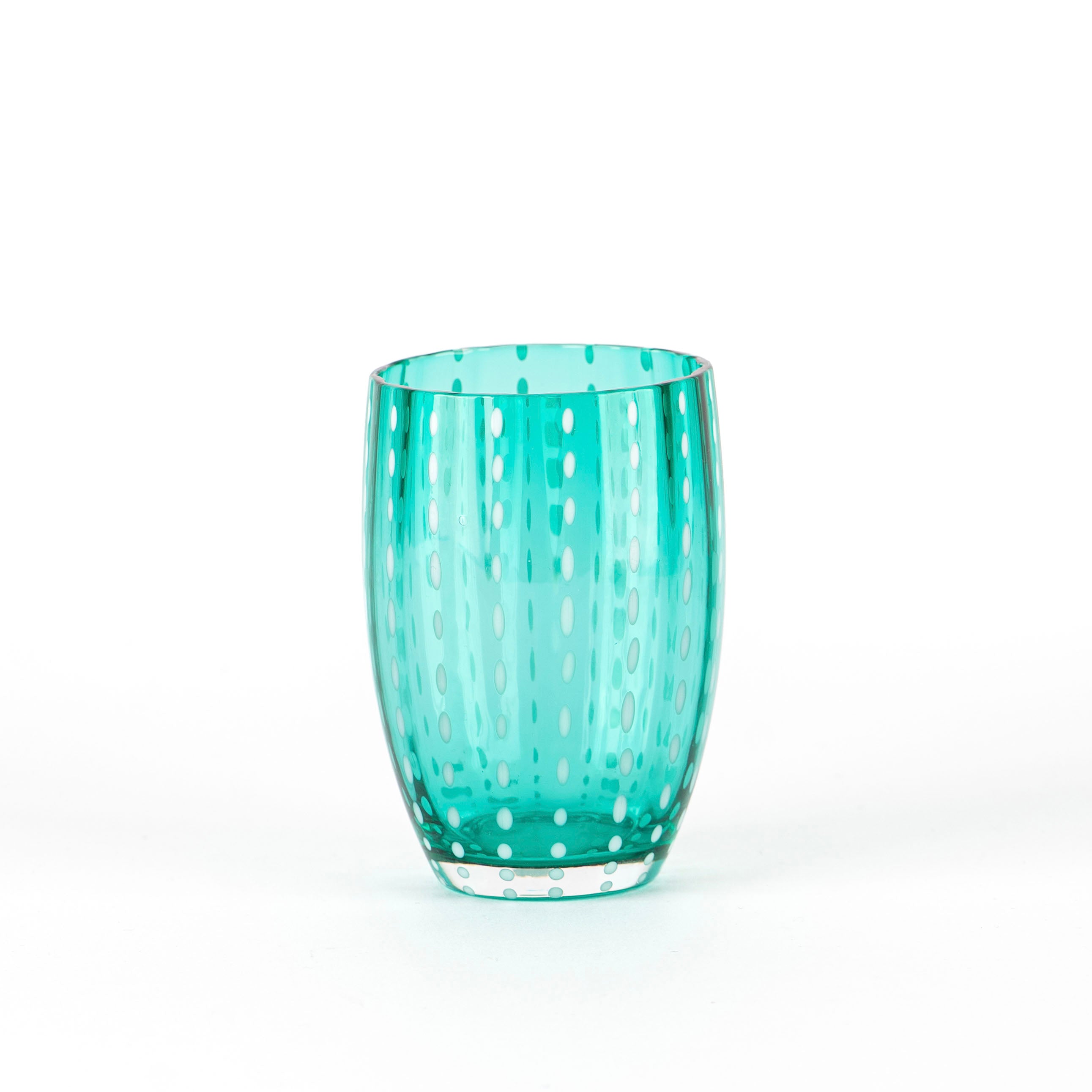 32 cl - Perle Bicchiere Acqua Pallini Bianchi in Vetro - Set 6 Pezzi