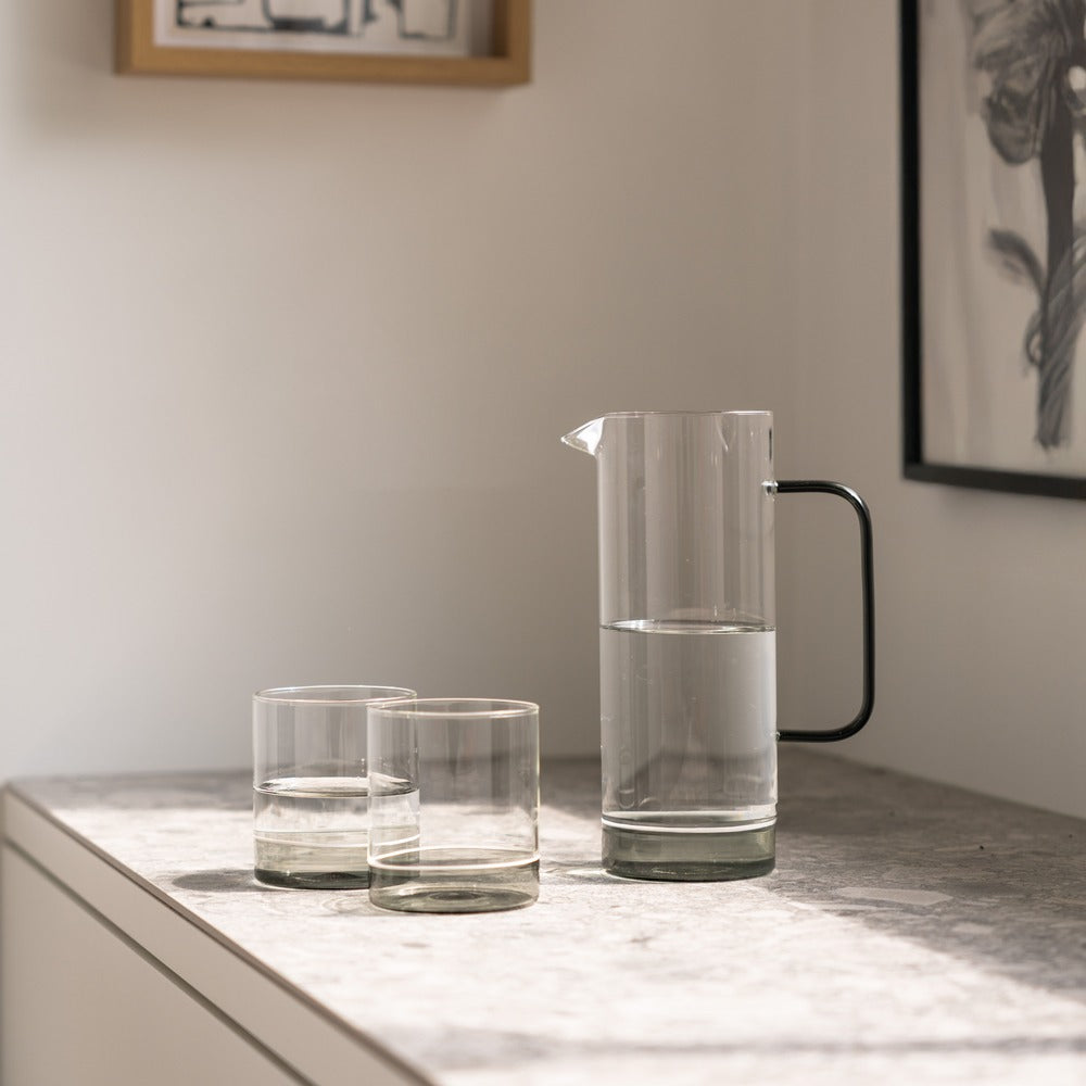 44 cl - Zafferano Filo Bianco Bicchiere Acqua Tumbler In Vetro Borosilicato Set 4 Pz