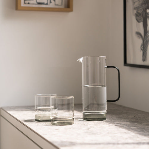 44 cl - Zafferano Filo Bianco Bicchiere Acqua Tumbler In Vetro Borosilicato Set 4 Pz