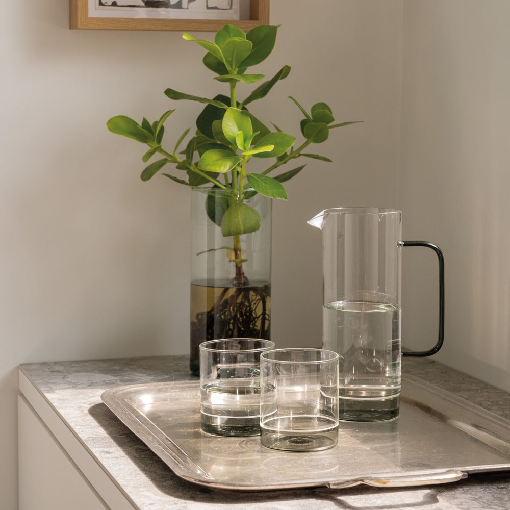 44 cl - Zafferano Filo Bianco Bicchiere Acqua Tumbler In Vetro Borosilicato Set 4 Pz