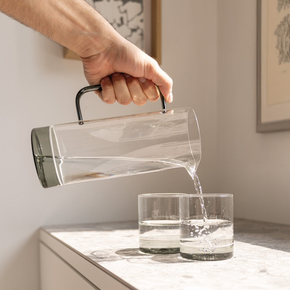 44 cl - Zafferano Filo Bianco Bicchiere Acqua Tumbler In Vetro Borosilicato Set 4 Pz