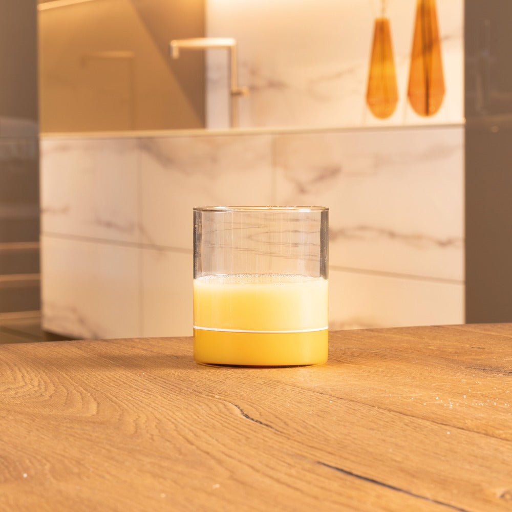 44 cl - Zafferano Filo Bianco Bicchiere Acqua Tumbler In Vetro Borosilicato Set 4 Pz