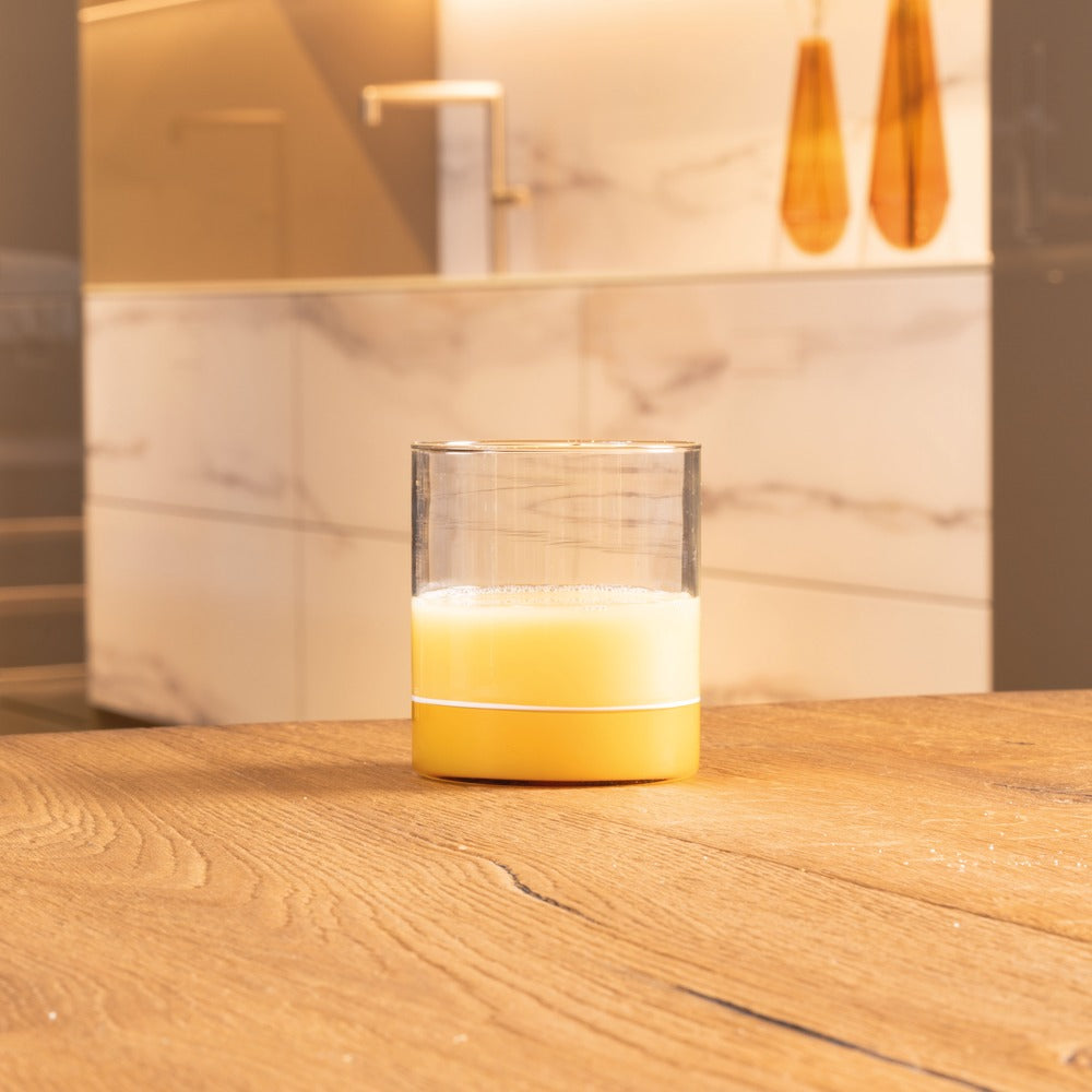 44 cl - Zafferano Filo Bianco Bicchiere Acqua Tumbler In Vetro Borosilicato Set 4 Pz