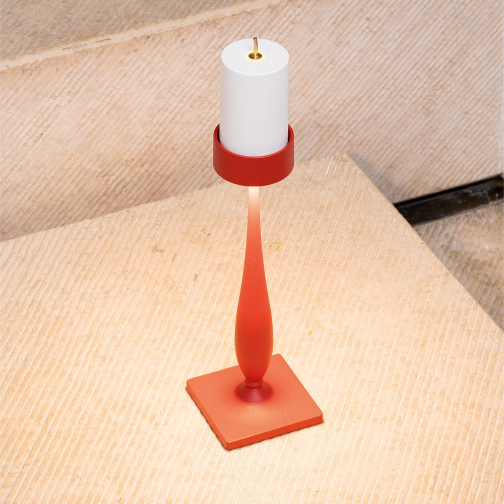 8.7 x H.35.6 cm - Zafferano Perpetua Barocco Lampada Da Tavolo Dimmerabile In Alluminio