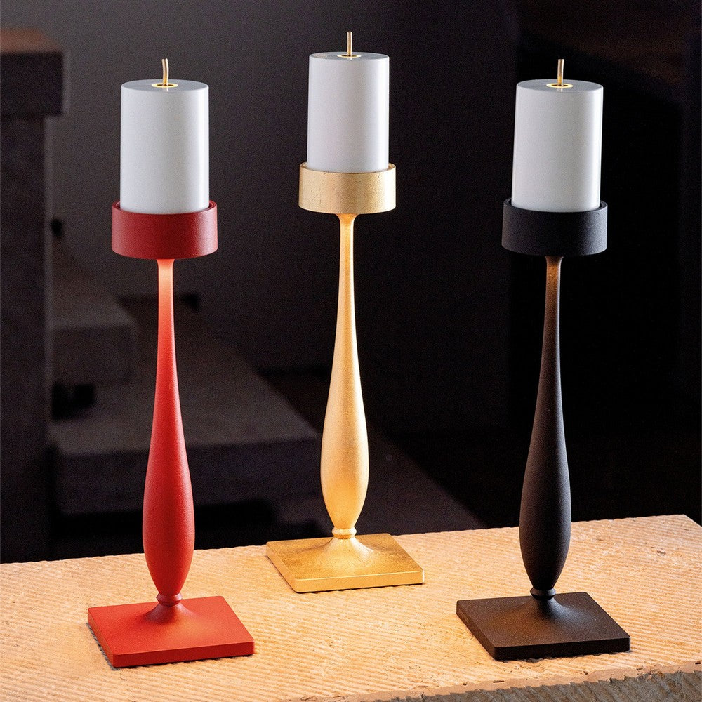 8.7 x H.35.6 cm - Zafferano Perpetua Barocco Lampada Da Tavolo Dimmerabile In Alluminio