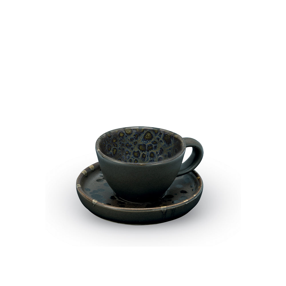 8 cl - Phobos Tasse À Expresso Avec Soucoupe En Grès Ensemble 6 Pz