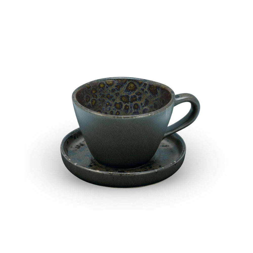 23 cl - Phobos Tasse À Cappuccino Avec Soucoupe En Grès Ensemble 6 Pz