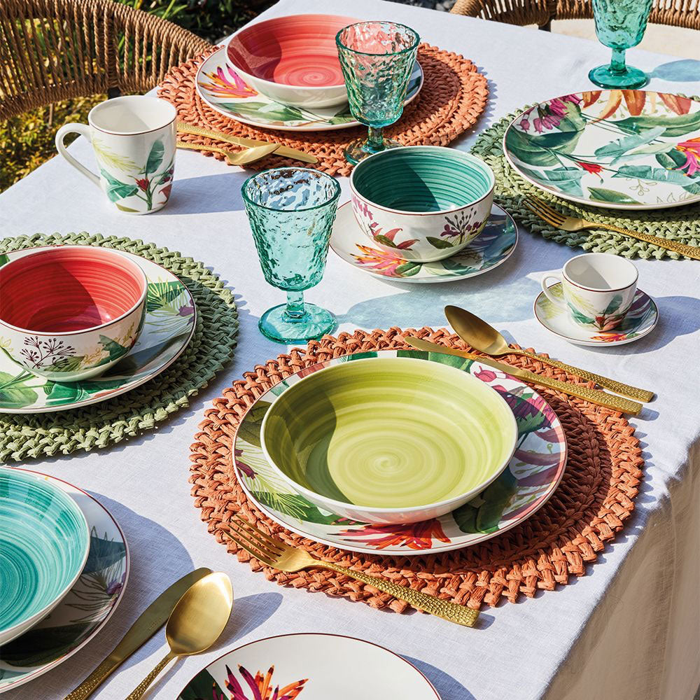 Madison Tropicalia Decorated Porcelain Dinnerware Set 18 Pcs