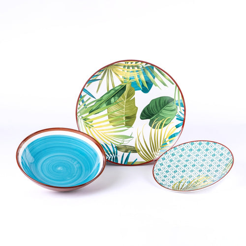 Metropolis Jungle Ensemble De Vaisselle En Porcelaine - Ensemble 18 Pcs