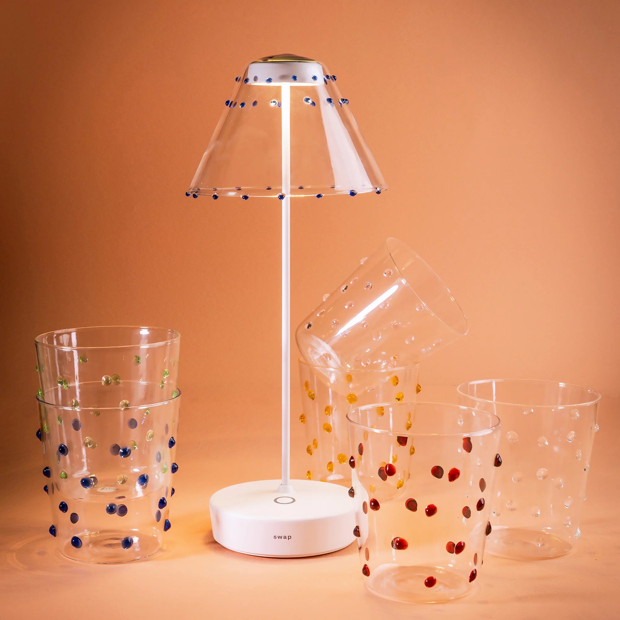 45 cl - Party Bicchiere Bibita Pallini Colorati in Vetro Borosilicato - Set 6 Pezzi