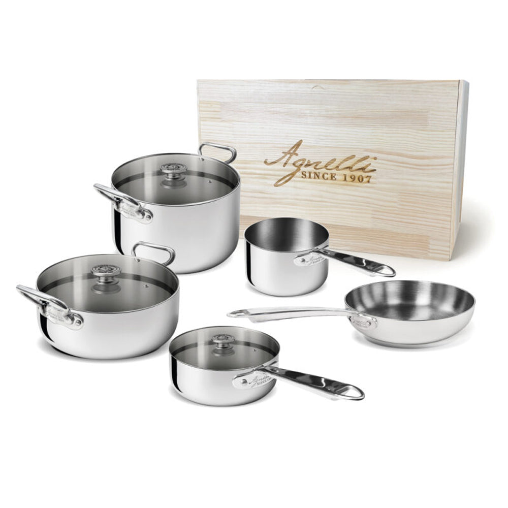 Agnelli Alu-Inox 5-Ply Batteria Pentole Induzione In Alu-Inox Set 8 Pz