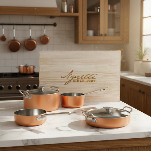 Agnelli Copper4 Batteria Pentole Induzione In Rame Set 6 Pz