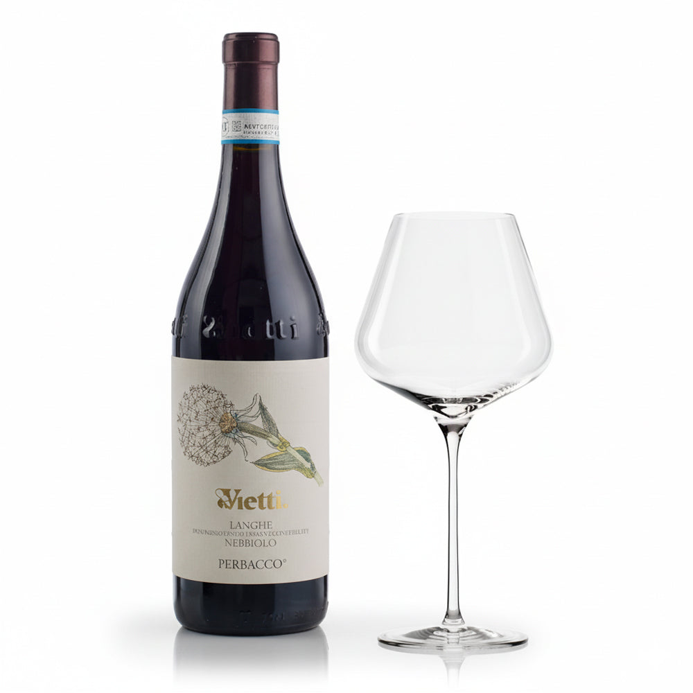 Vietti Perbacco Nebbiolo DOC 2021 + Set de 6 Verres à Vin Rouge Burgundy Quatrophil 70,8 cl
