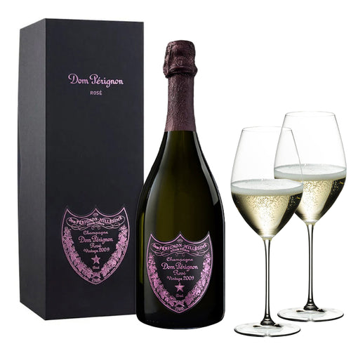 Dom Pérignon Rosé 2009 en Coffret + 2 Flûtes Riedel Veritas