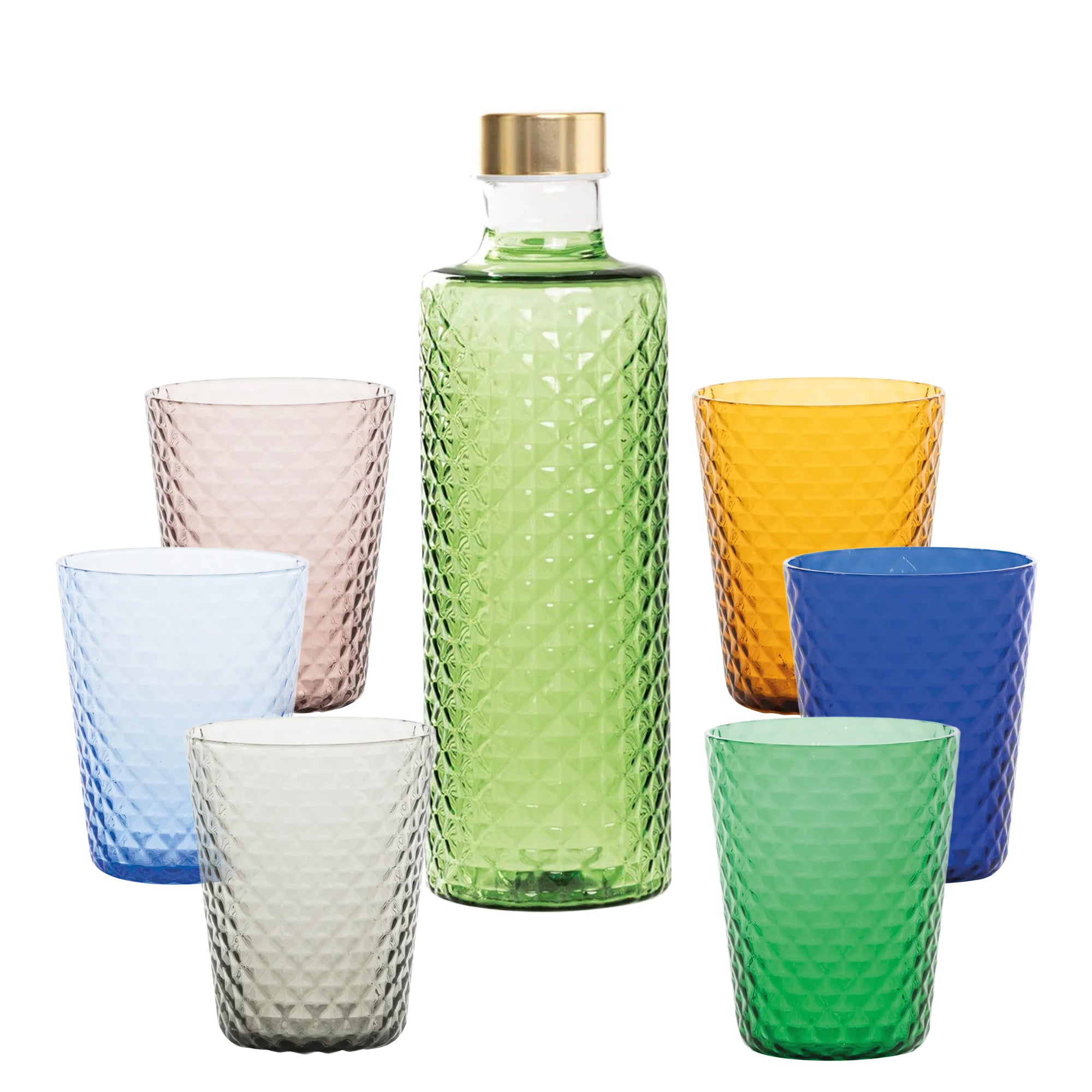 Isolano Set Bicchieri e Bottiglia In Vetro Borosilicato - Set 7 Pz