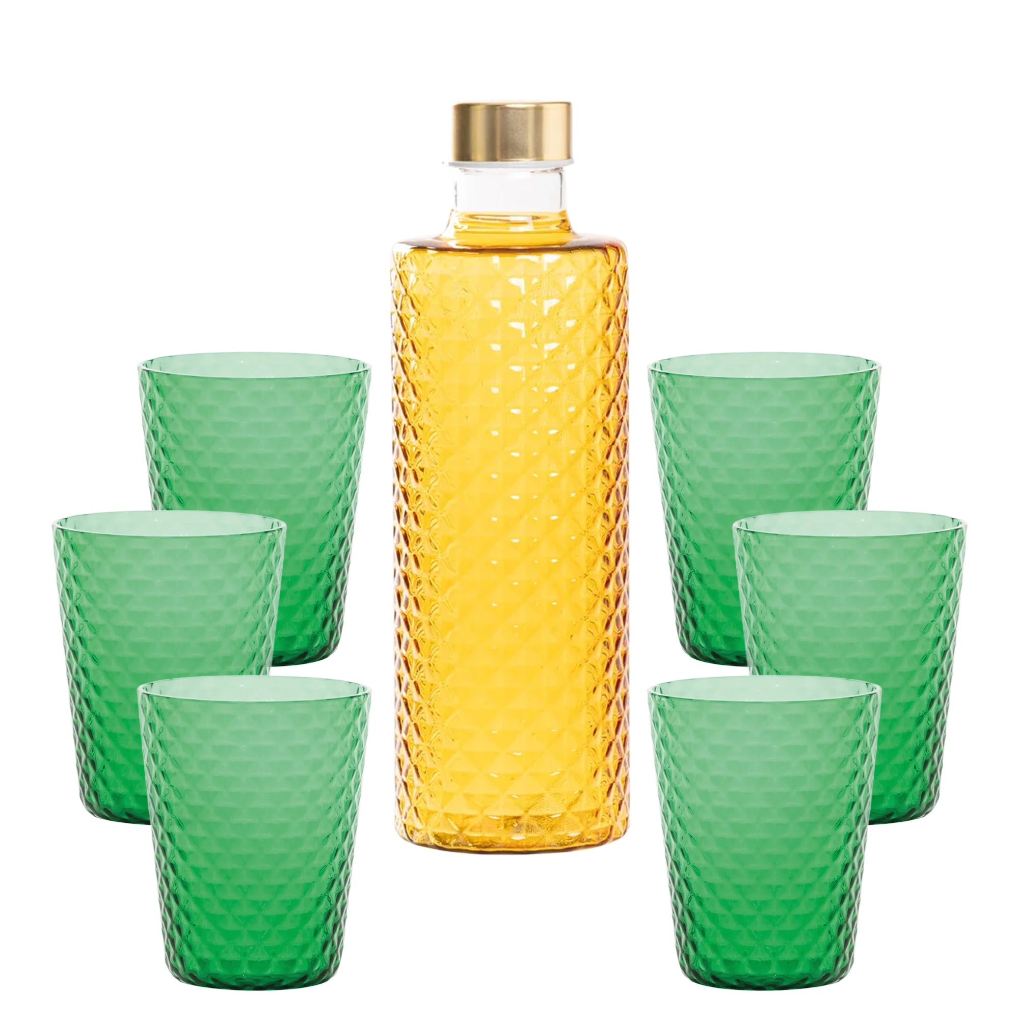 Isolano Set Bicchieri e Bottiglia In Vetro Borosilicato - Set 7 Pz