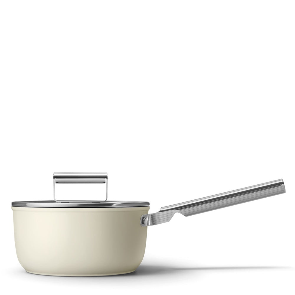 20 cm - Smeg Cookware Casseruola Alta Con Manico Antiaderente Ceramico In Alluminio Con Coperchio