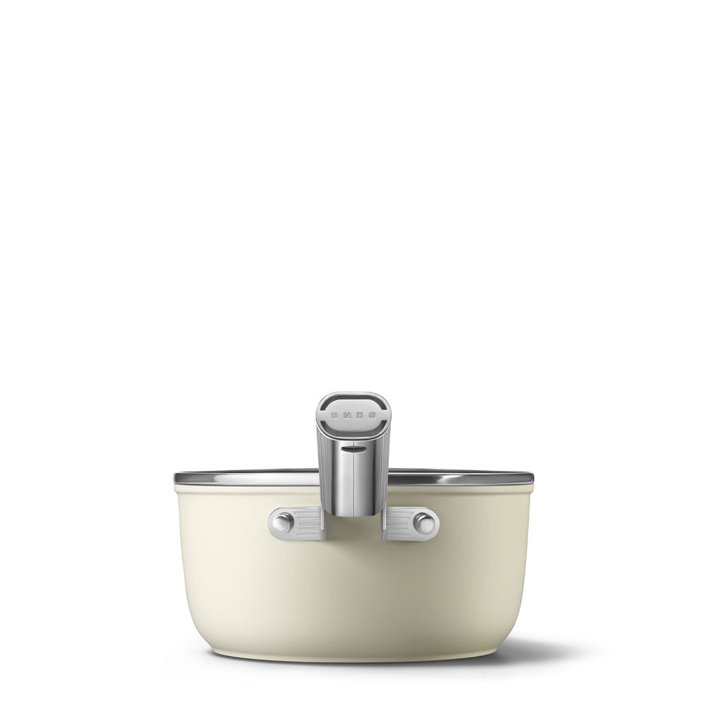 20 cm - Smeg Cookware Casseruola Alta Con Manico Antiaderente Ceramico In Alluminio Con Coperchio